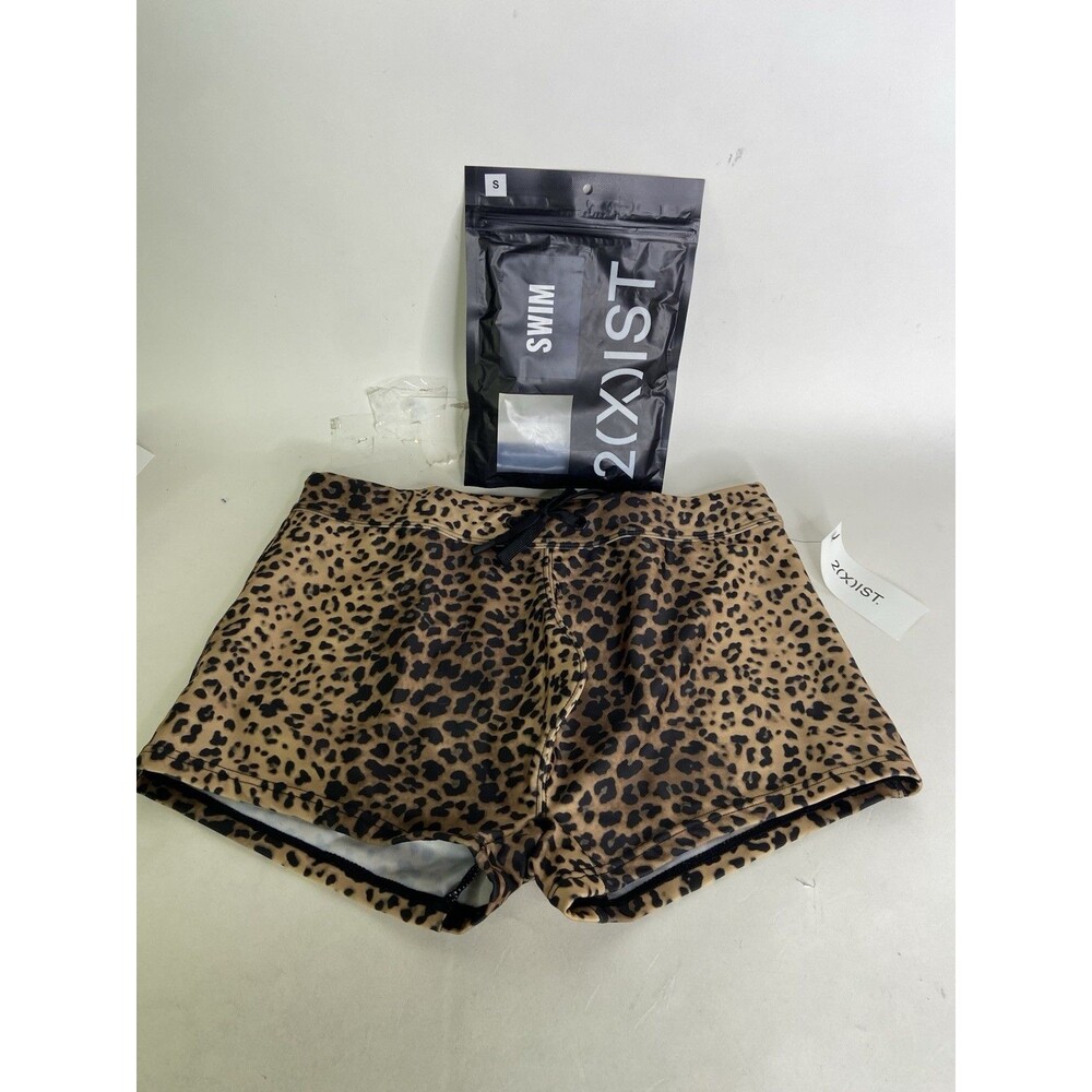 2XIST Essentials Cabo Swim Trunks Swimwear Bottoms Natural Leopard Mens Size S
